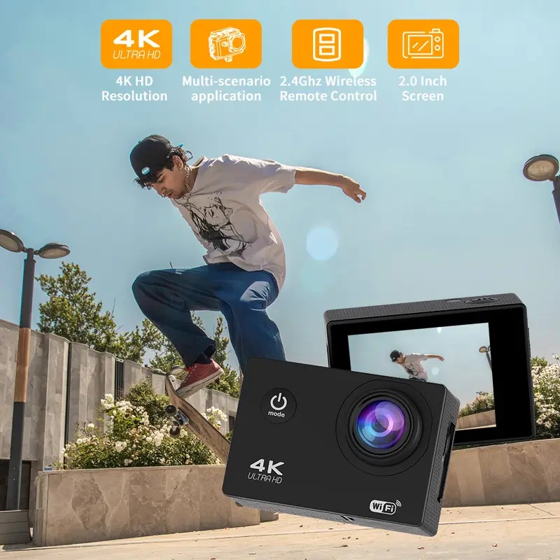 4K Action Camera 120° Wide Angle WiFi APP Control for Diving Skiing and Other Outdoor Shooting Scenarios Support