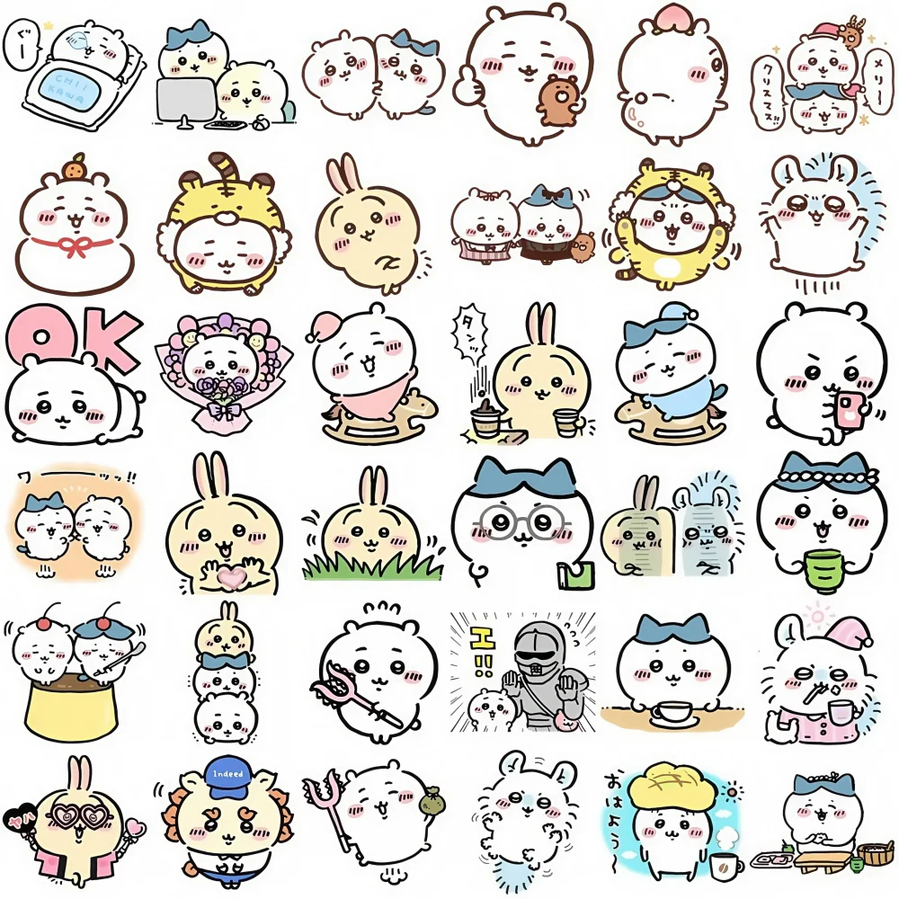 60/100pcs อะนิเมะ Chikawa ตลกสติกเกอร์ตกแต่งน่ารัก Hachiware Usagi DIY กระเป๋าโทรศัพท์แล็ปท็อป Graffiti สติกเกอร์ของเล่นเด็ก