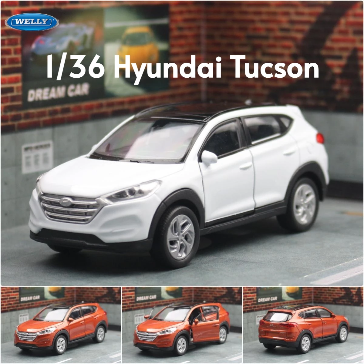 1/36 Hyundai Tucson SUV, модель игрушечного автомобиля Welly, литой под давлением автомобиль из сплава, миниатюрная коллекция с откатным механизмом, подарок для детей, мальчиков и детей