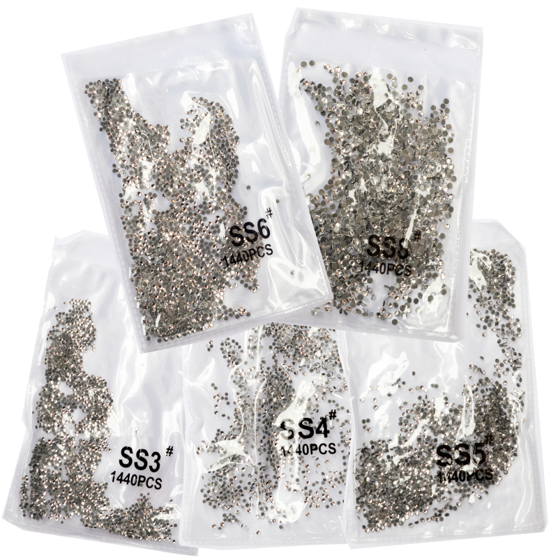 SS3-ss8 1440 Viên Pha Lê Trong Suốt AB Vàng 3D Không HotFix FlatBack Móng Tay Nghệ Thuật Ren Trang Trí Giày Và Nhảy Múa Trang Trí