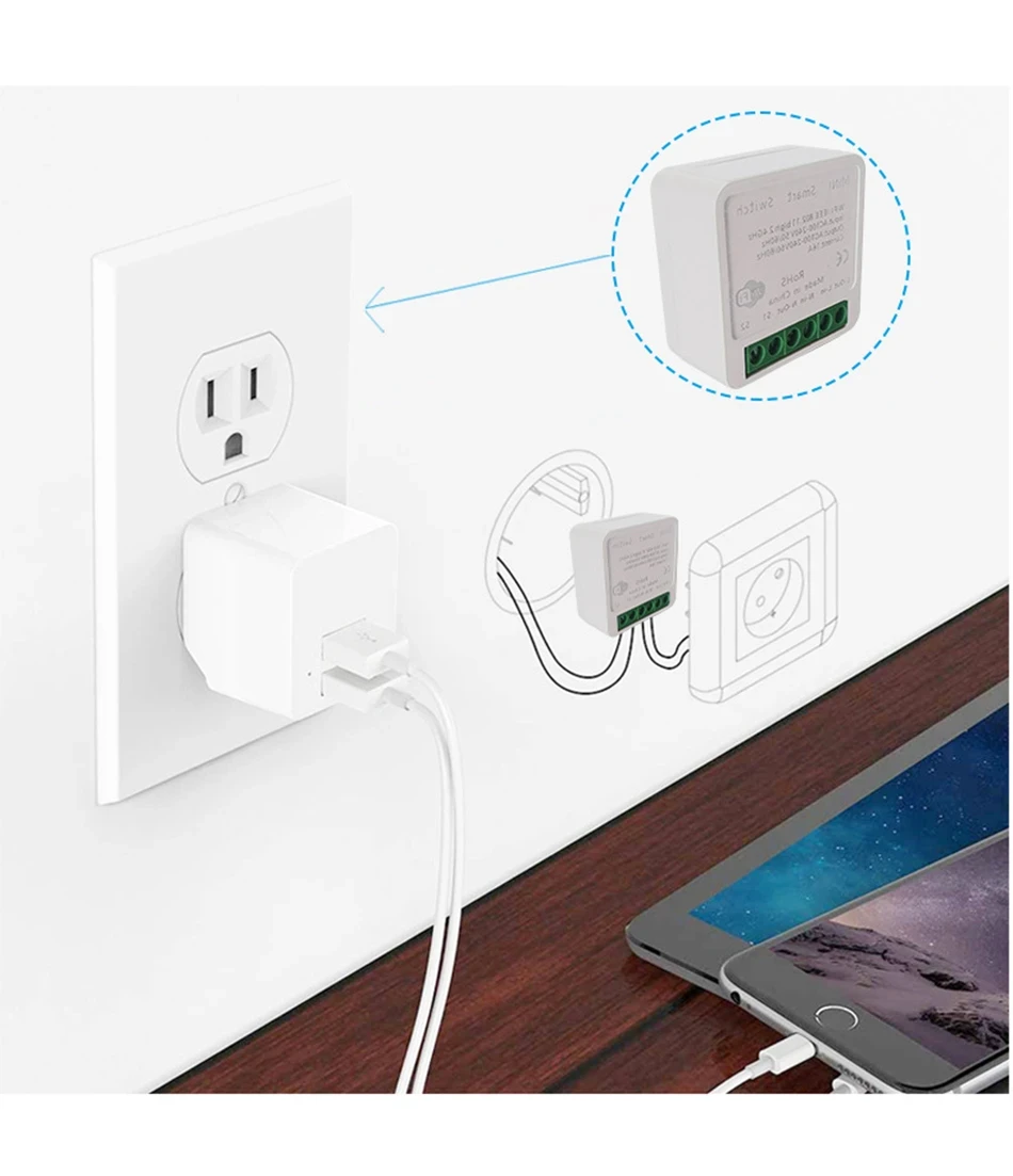 16A Mini disjoncteur commande vocale pour Homekit Siri Alexa Google Alice Tuya maison intelligente WiFi commutateur intelligent avec moniteur d'alimentation