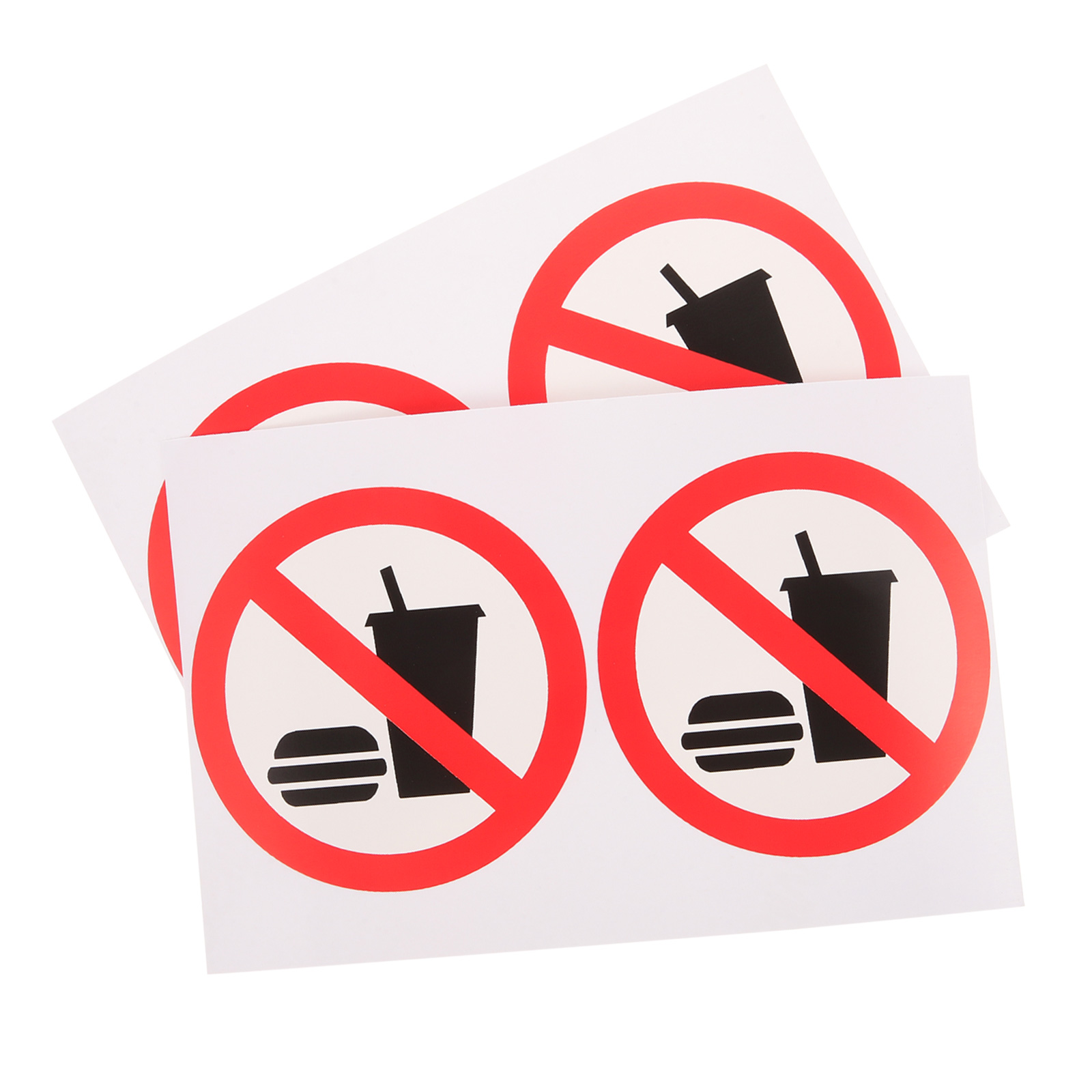 4 Pcs No Eating or Drinking Stickers Warning Labels Applique The Sign Door Wall for Office Pvc Self-adhesive