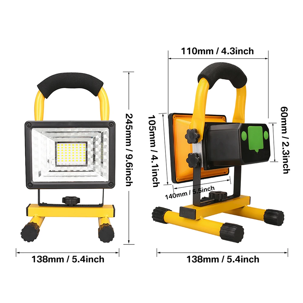 1/2 Stück LED wiederaufladbare tragbare Arbeitsleuchte 60 W mit Ständer, wasserdichtes Flutlicht für Outdoor-Camping, Wandern, Garage, Notfall