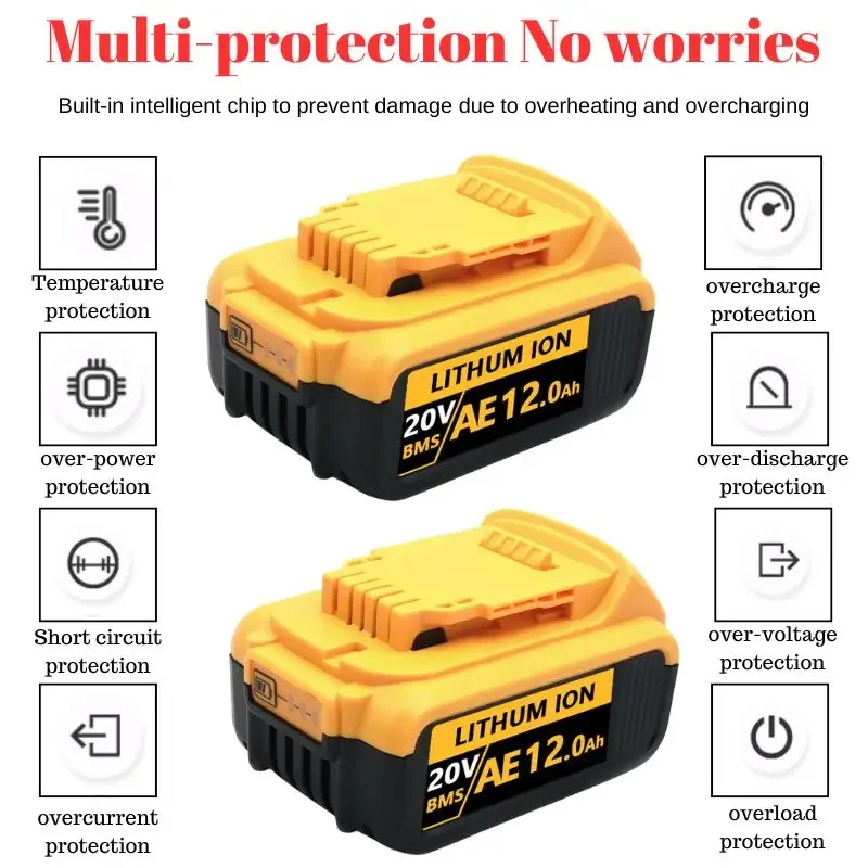DCB200 20 В 12,0 Ач сменный литиевый аккумулятор для Dewalt 18 В DCB184 DCB200 DCB182 DCB180 DCB181 DCB182 DCB201 DCB206