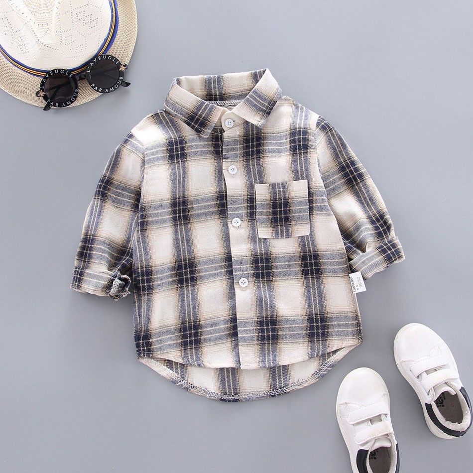 Chemise en flanelle à carreaux pour enfants, haut pour garçons et filles, style coréen, décontracté, vêtements d'extérieur, collection automne 2022, 0-5T