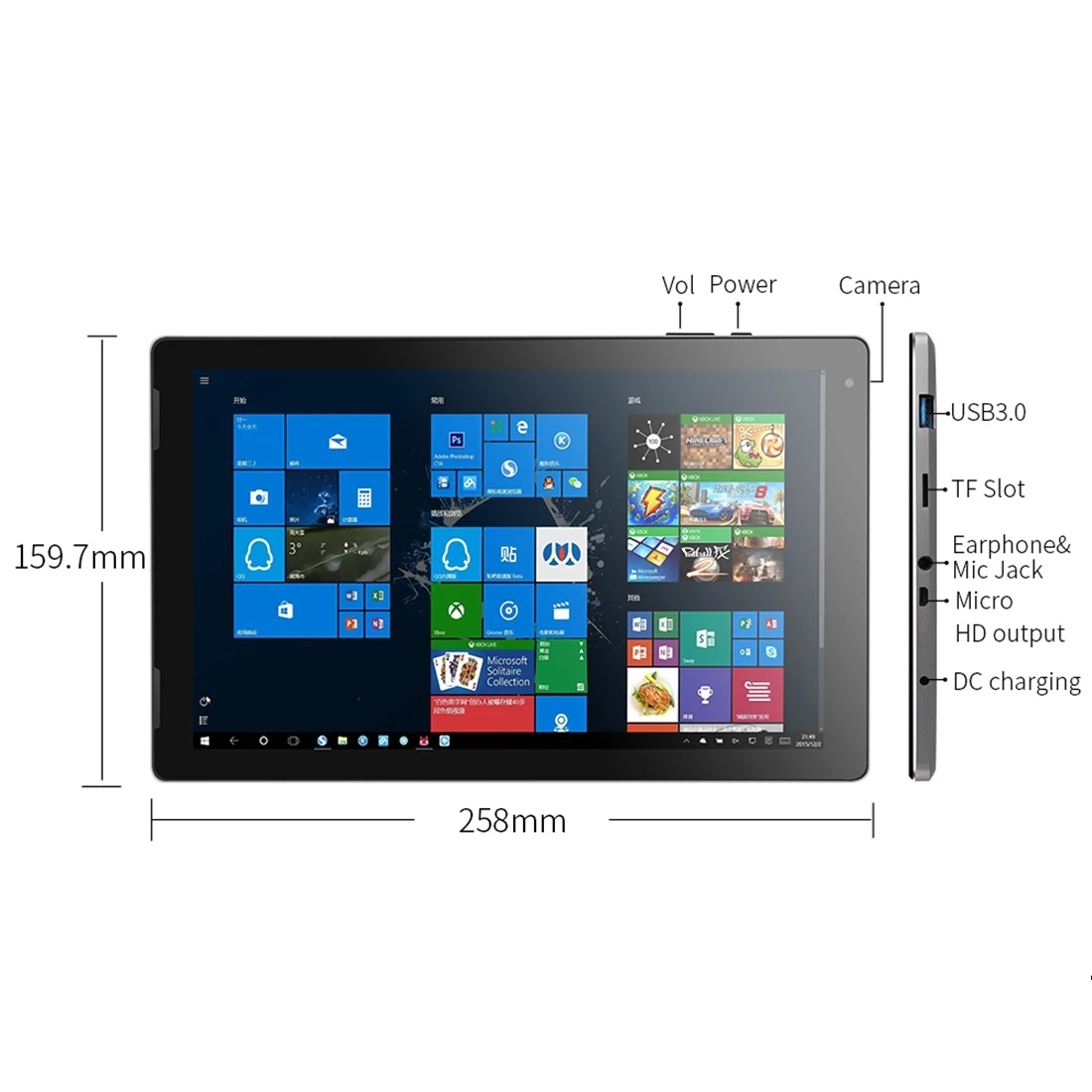 2025 brandneue 4 GB RAM 32 GB ROM 10,1 ZOLL Windows 10 Tablets 1920 x 1200 IPS Auflösung 64 Bit Intel Z8350 1*USB 3.0