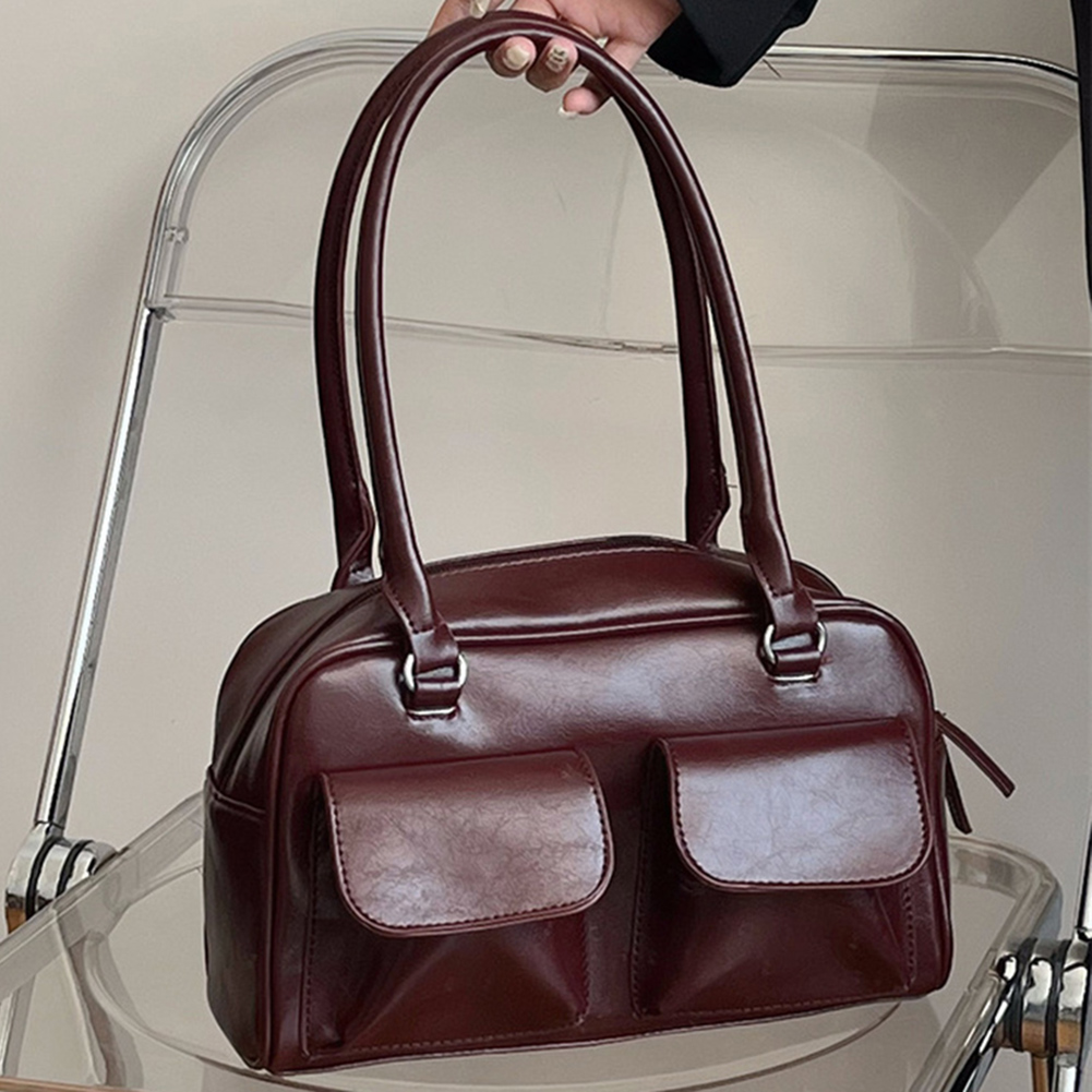 Retro Damen Satchel Hobo Bag PU Leder Einkaufstasche Fashion Solid Designer Achseltasche Casual Doppeltasche Hand Unterarmtasche