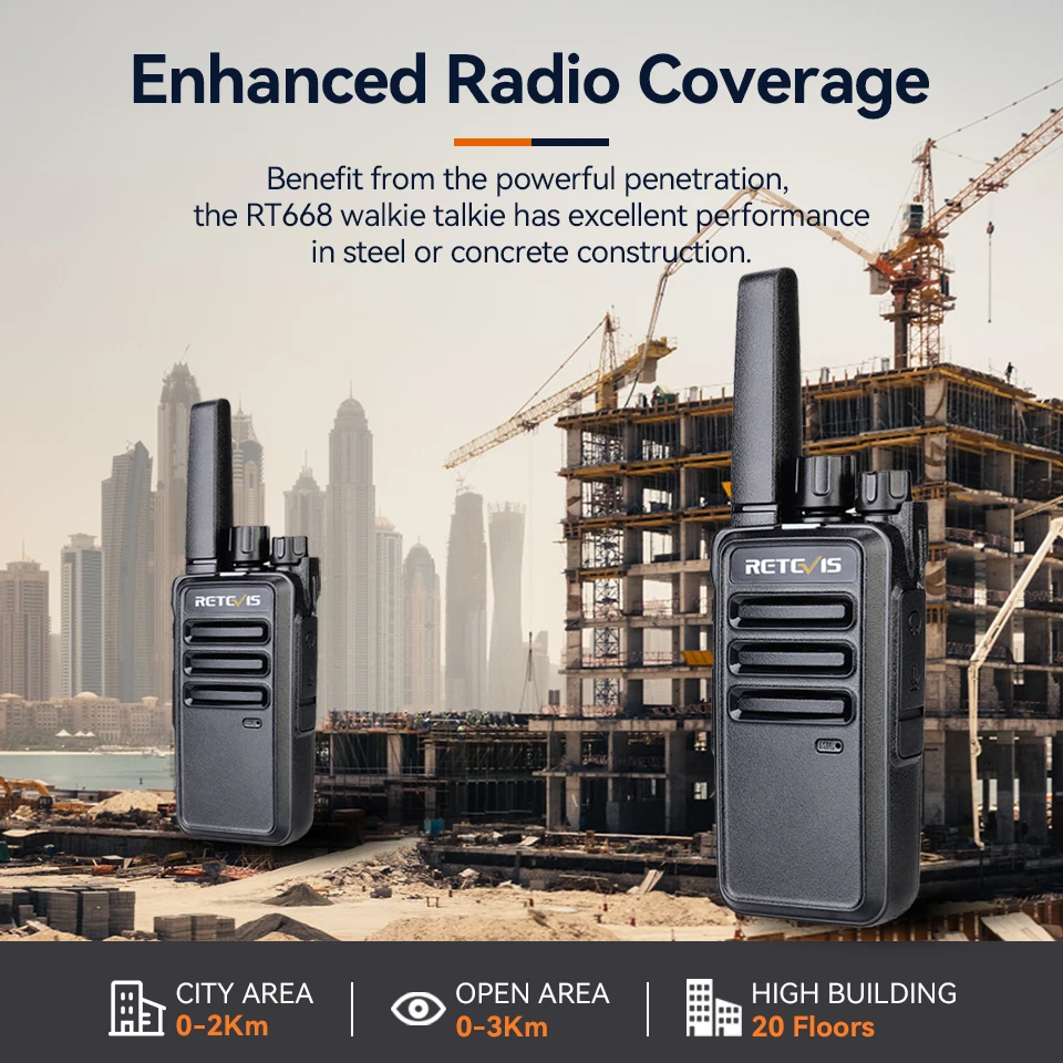Retevis-walkie-talkie RT668 de largo alcance PMR446, Radio recargable resistente para fábrica y sitio de construcción, 6 piezas