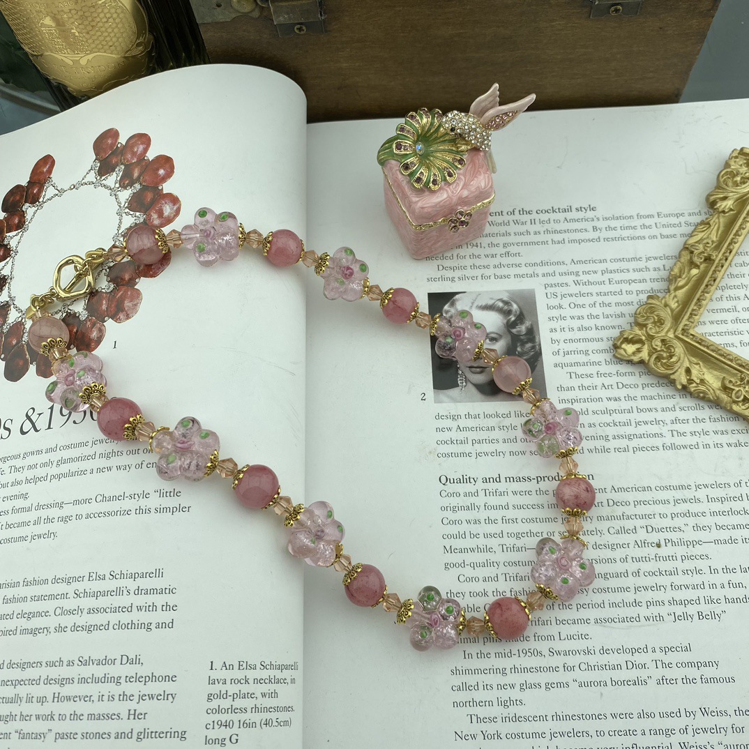 Colar artesanal de contas de vidro para mulheres e meninas, gargantilha glamourosa vintage, presente da jóia do partido, atacado, frete grátis