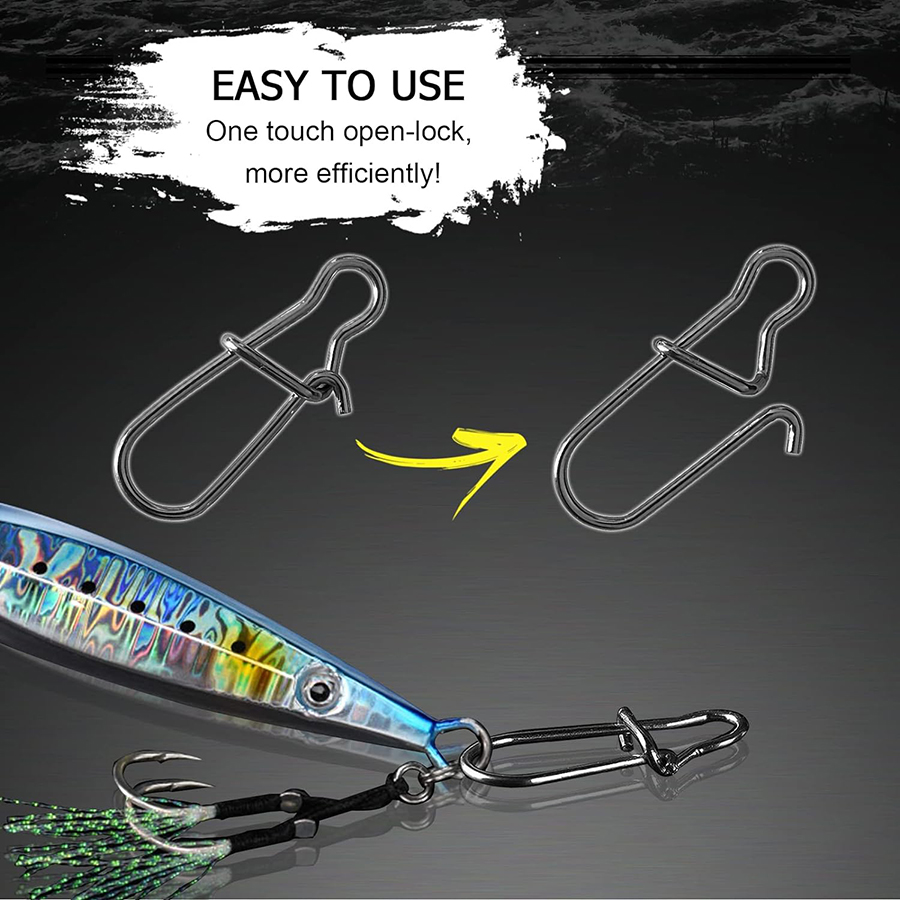 50Pcs Crankbait Snaps Stainless Steel Duo Lock Lure Snaps Quick Change Fishing Clips Fast Speed Clips Snap Hook Connector