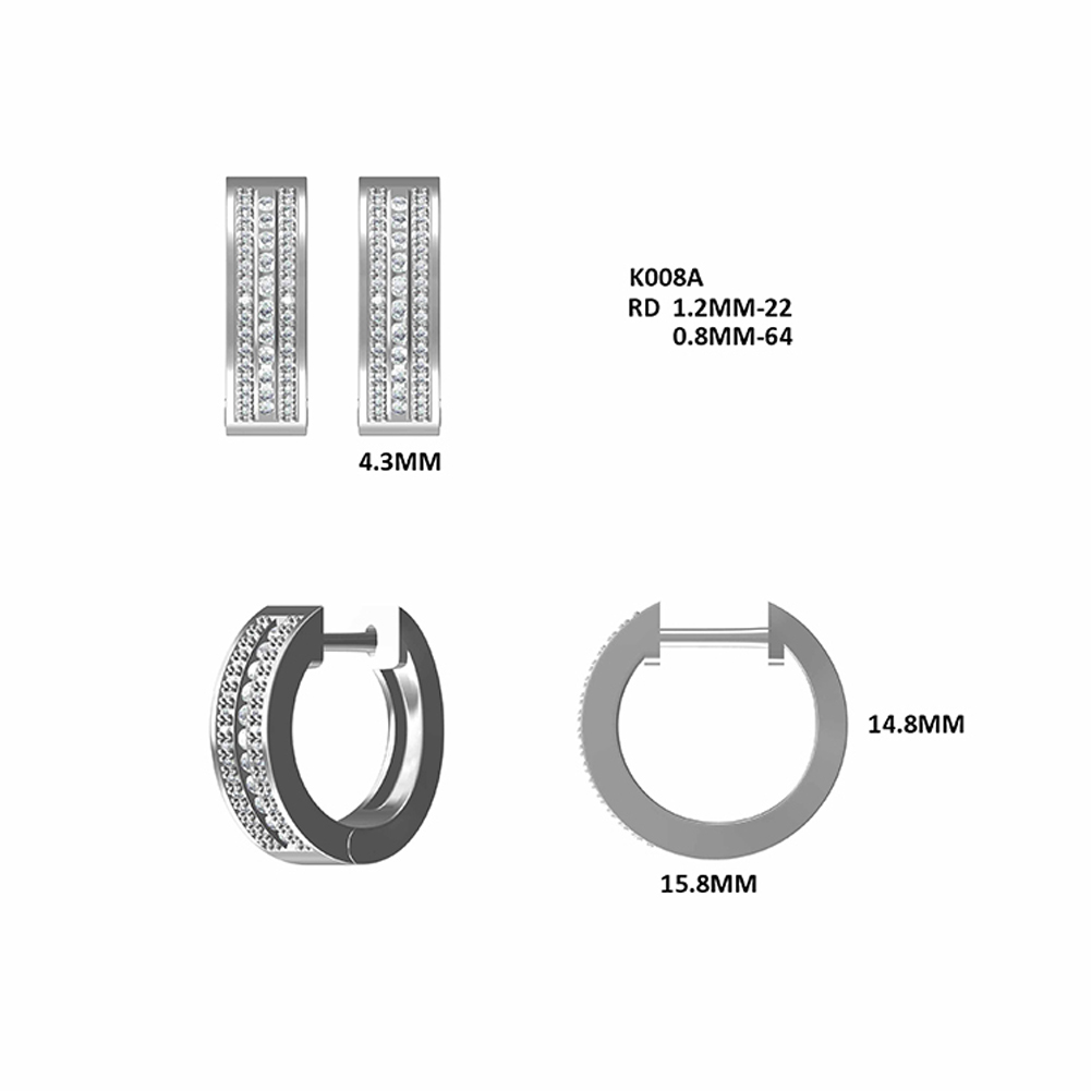 GEM'S balet 925 Sterling perak tindik tulang lunak anting manset Moissanite tiga baris Huggie Hoop anting hadiah untuk dia