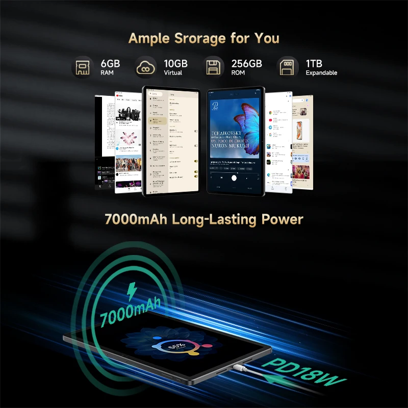 ALLDOCUBE iPlay70 Pro Tablet Helio G99 10,95'' 2,5K Display Android 14 16GB/18GB RAM 256GB ROM LTE 7000mAh Tablet