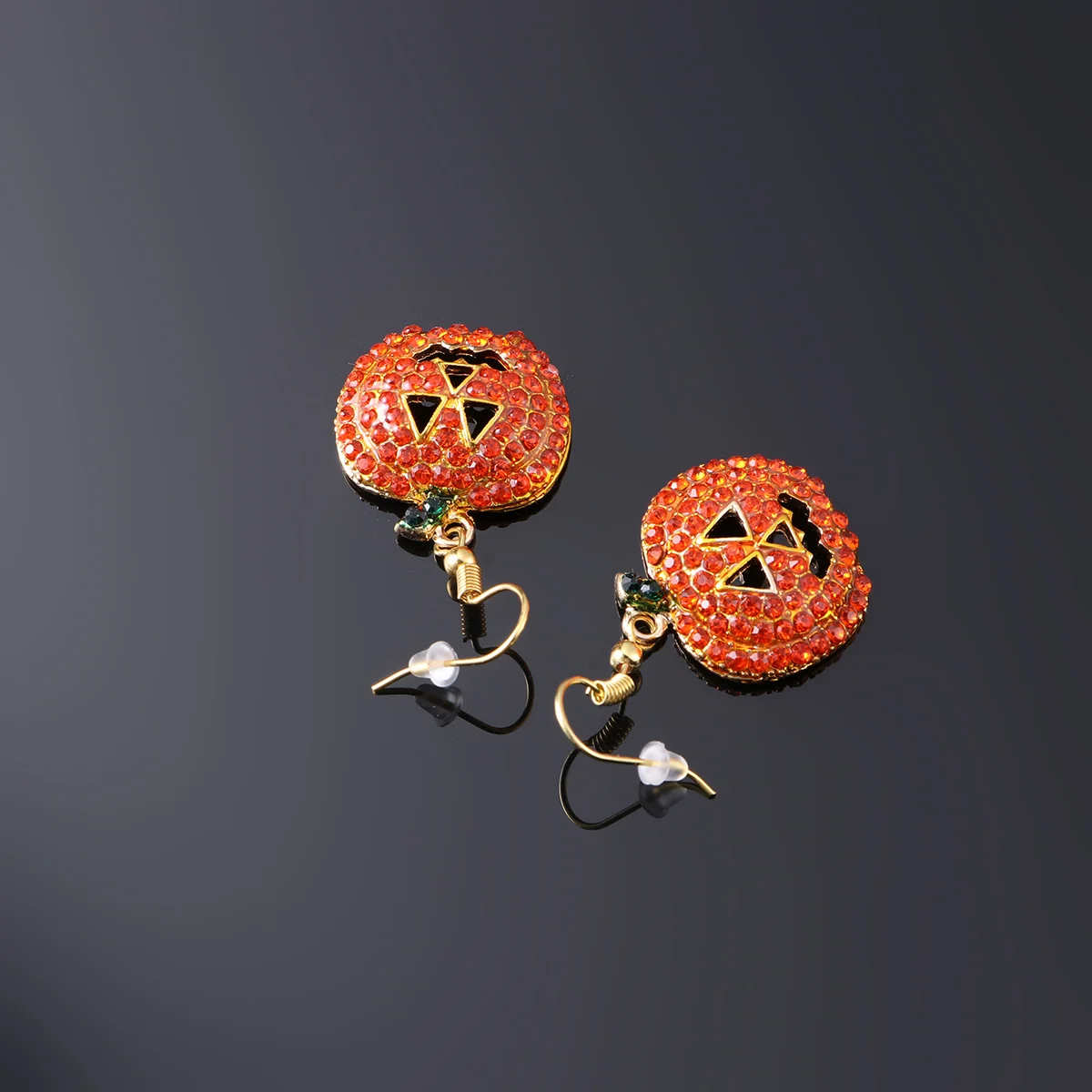 Anting Halloween Labu Merah Anting Kristal Hipoalergenik Wajah Tersenyum untuk Wanita Anak Perempuan Anting Hadiah Kencan Pesta