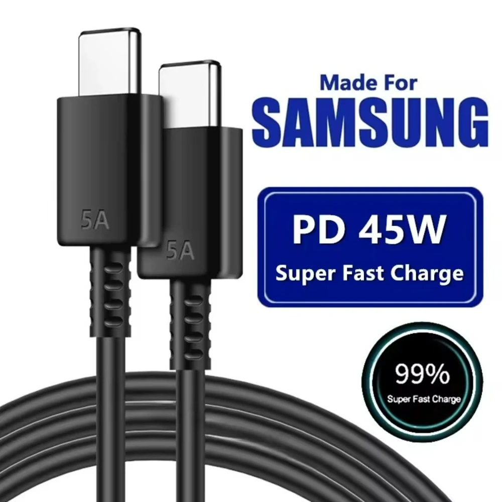 Cavo di ricarica super veloce doppio tipo C da 45 W Cavo dati di ricarica rapida PD 5A 2 m per Samsung S22 S23 S24 Plus Nota 20 Ultra A53 A54 A55