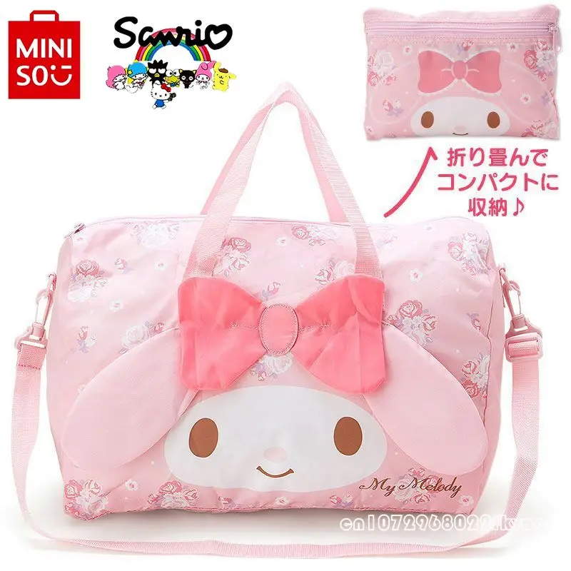 MiniSO Hello Kitty กระเป๋ากระเป๋าสะพายไหล่ผู้ชายผู้หญิง, กระเป๋าเดินทางเก็บของความจุขนาดใหญ่กระเป๋าเดินทางแฟชั่นแบรนด์หรู