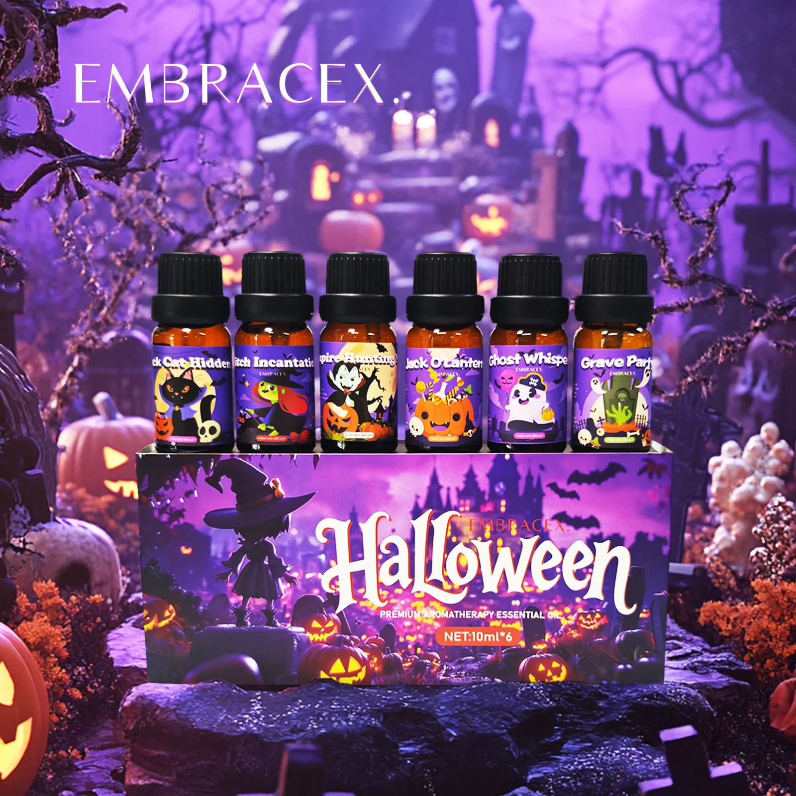 6PC/3PC/1PC Halloween Essential Oils Jack O'Lantern Ghost Whisper Grave Party Black Cat Hidden Witch Incantation Vampire Hunting