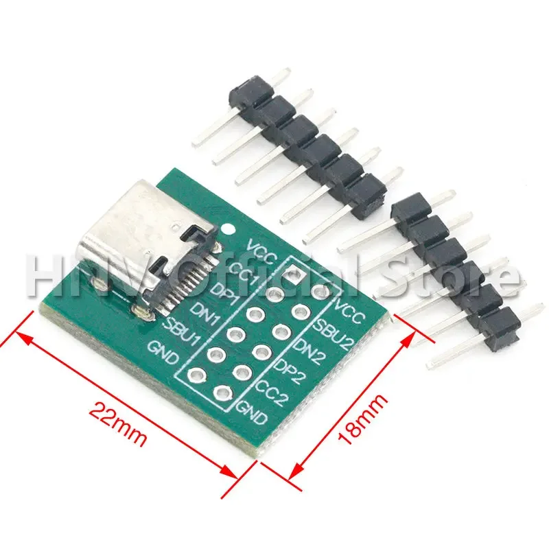 1 Chiếc USB TYPE-C Để Chấm PCB Cổng Kết Nối Pinboard Thử Nghiệm Ban Hàn Nữ Chân Kim Đầu Adapter