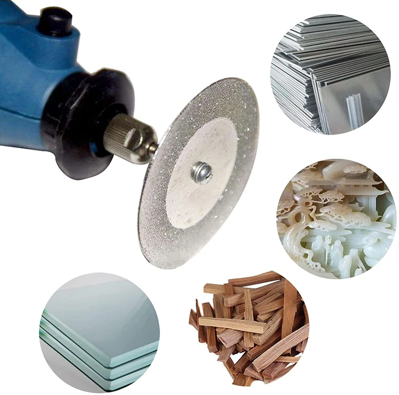 10 Mini Nhám Cắt Kim Cương Bộ Đĩa Dremel Rotary Cắt Lưỡi Cưa Trục Nghiền Đĩa Có Mandrel Xoay dụng Cụ