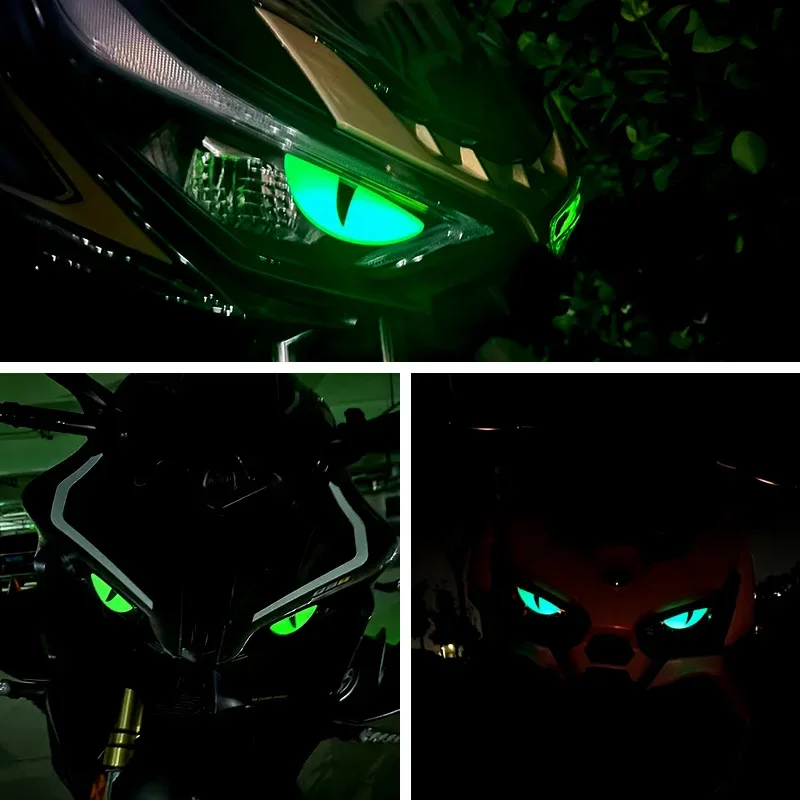 3D Devil's Eye Luminous Stickers, Motorcycle Helmets Sticker, Night Light Decor,Car Reflective Stickers, Stickers for KTM, Honda