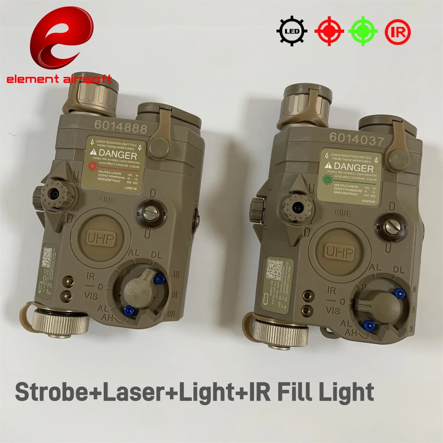ยุทธวิธีAirsoft UHP AN PEQ 15 PEQ-15 LA5C Red Dotสีเขียวเลเซอร์ตัวบ่งชี้IRอาวุธลูกเสือLED AR15 Light Fit 20 มม.