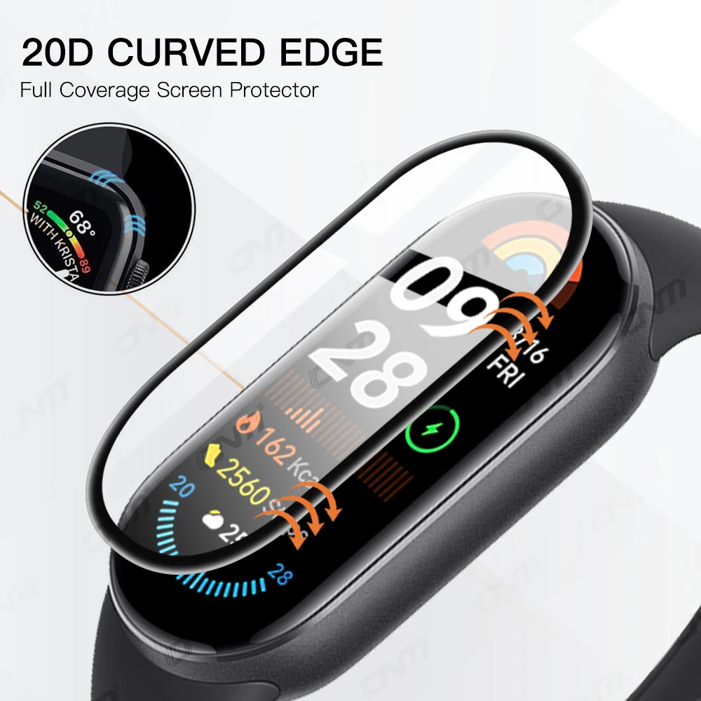 Protetor de tela 20D para Xiaomi Mi Band 9 Película protetora flexível macia HD antiarranhões para acessórios Miband 9 [não é vidro]