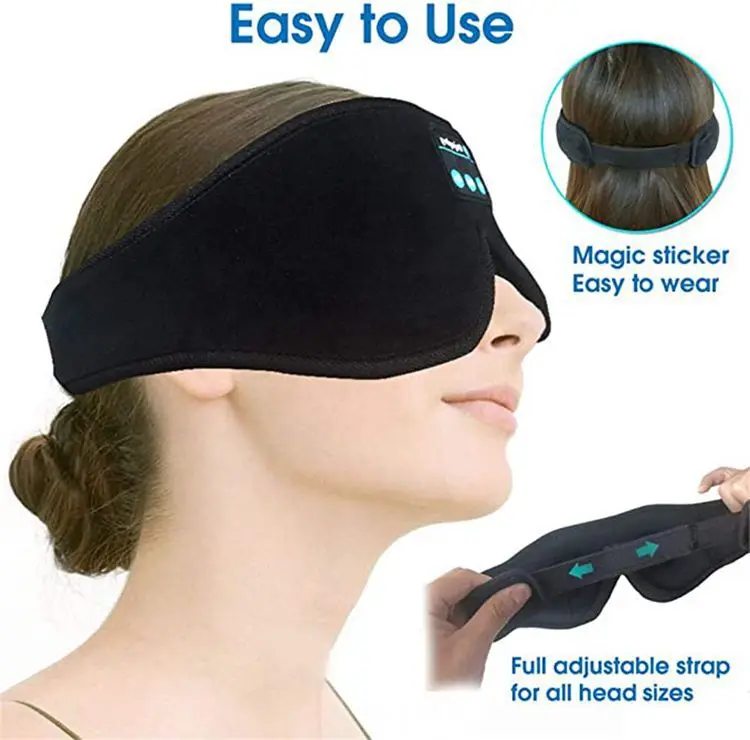 Bluetooth 睡眠ヘッドフォン 3D アイマスクワイヤレス航空旅行 5.0 ヘッドバンドソフト弾性快適な音楽イヤホン