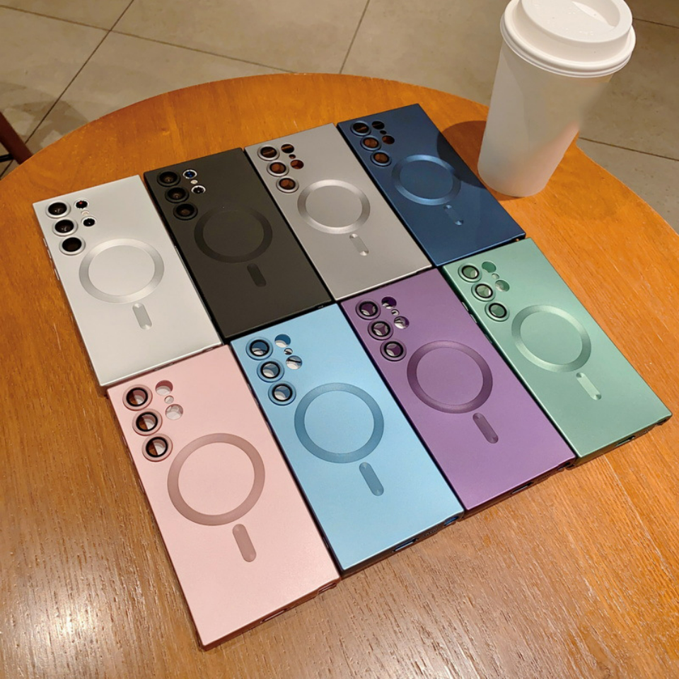 Estojo de carregamento magnético sem fio para Samsung Galaxy, capa protetora à prova de choque, MagSafe, S24, S23, S22, S21 Ultra Fe Plus, luxo