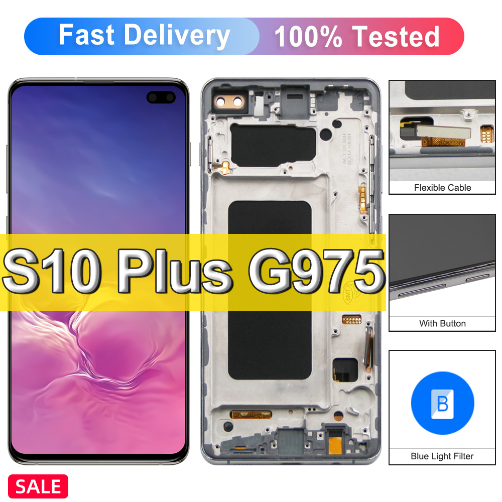 TFT-Display mit Rahmen für Samsung Galaxy S10 plus LCD-Display Ersatz-Touchscreen-Digitalis ierer für Galaxy S10 Plus/S10 G975F