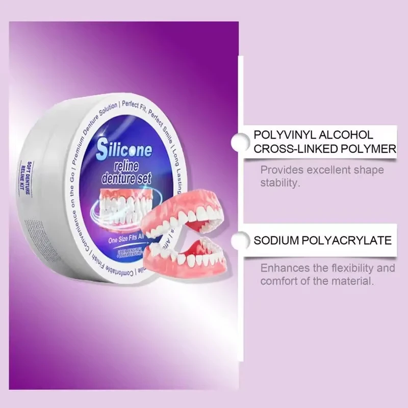 Set di protesi in silicone adatte per protesi ortodontiche temporanee Dente finto Igiene orale Cura Sbiancamento Protesi Simulazione Bretelle