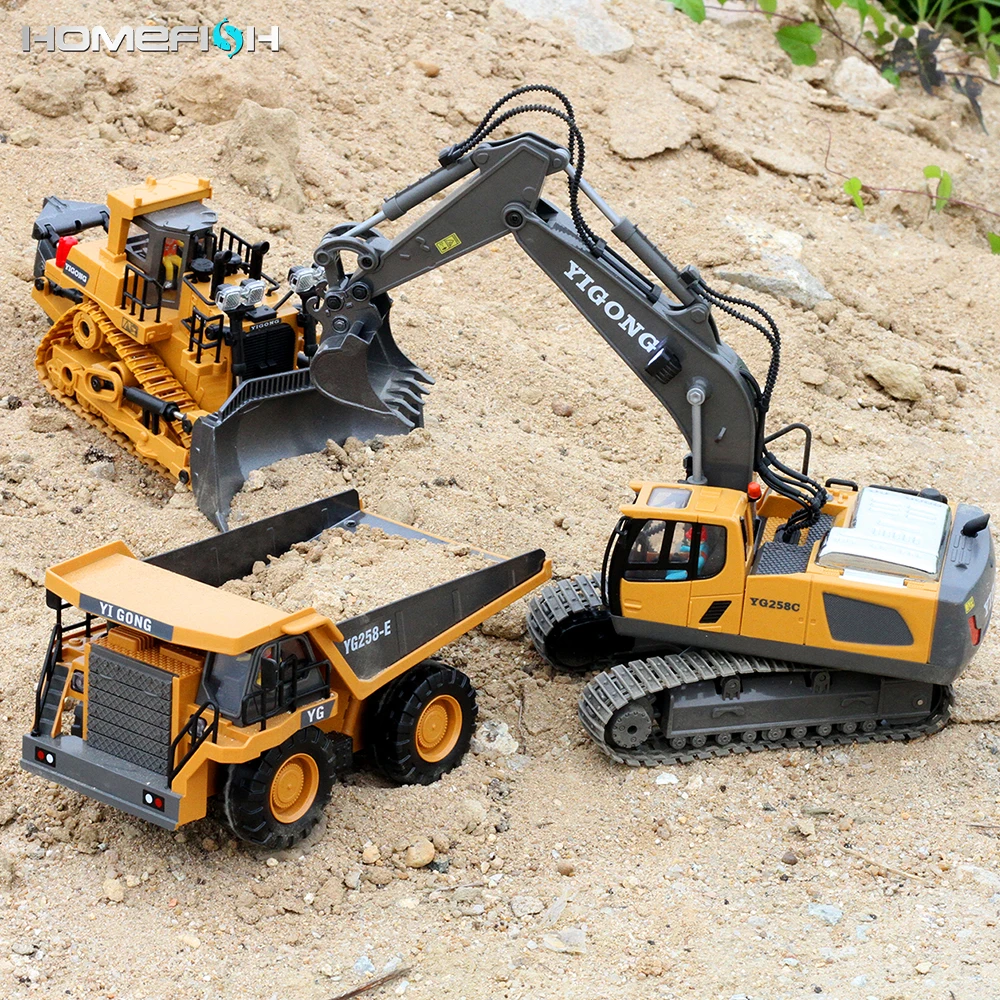 Mobil RC ของเล่นเด็ก mobil REMOTE CONTROL ของเล่นสำหรับเด็กผู้ชายรถขุดควบคุมด้วยวิทยุรถดัมพ์รถตักดินรถยนต์ไฟฟ้าของเล่นเด็กของขวัญ