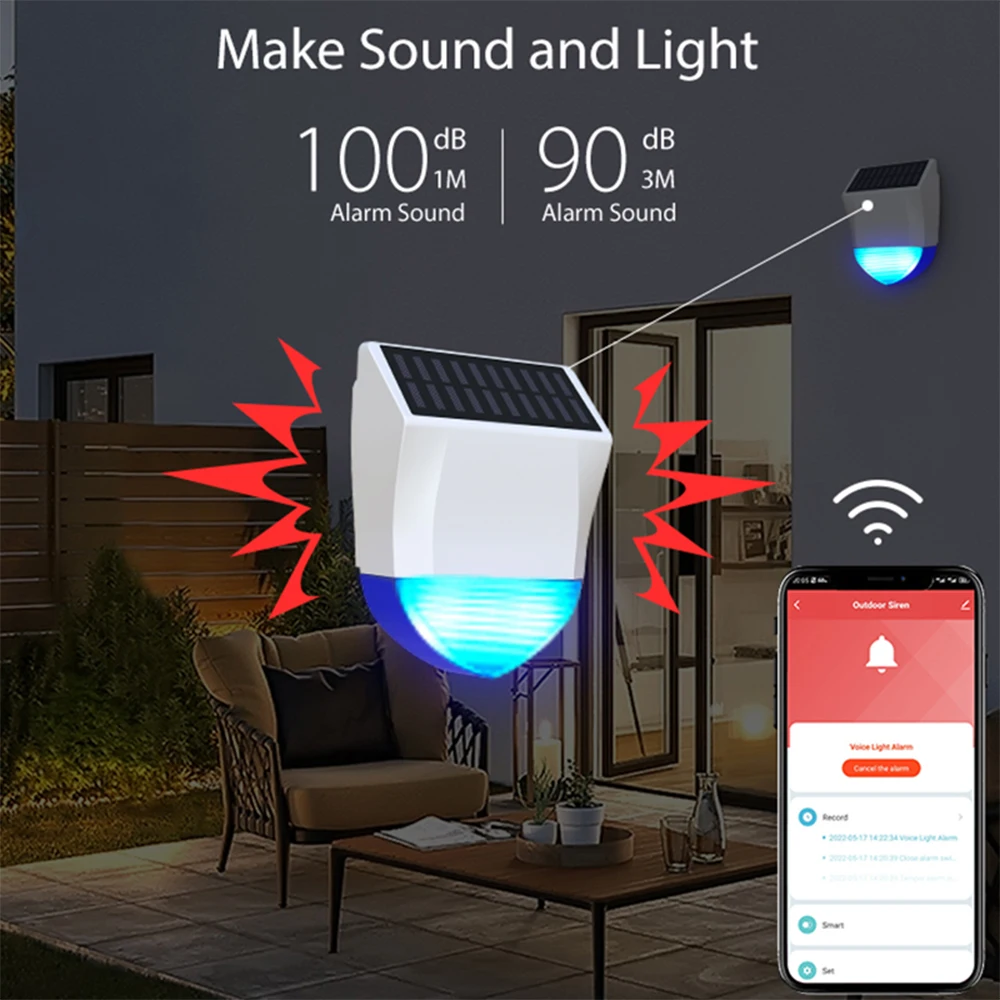 Tuya Smart Zigbee/Wifi Sirene Alarm Wasserdicht Outdoor Mit Solar Und USB Netzteil Optionale 95dB Fernbedienung