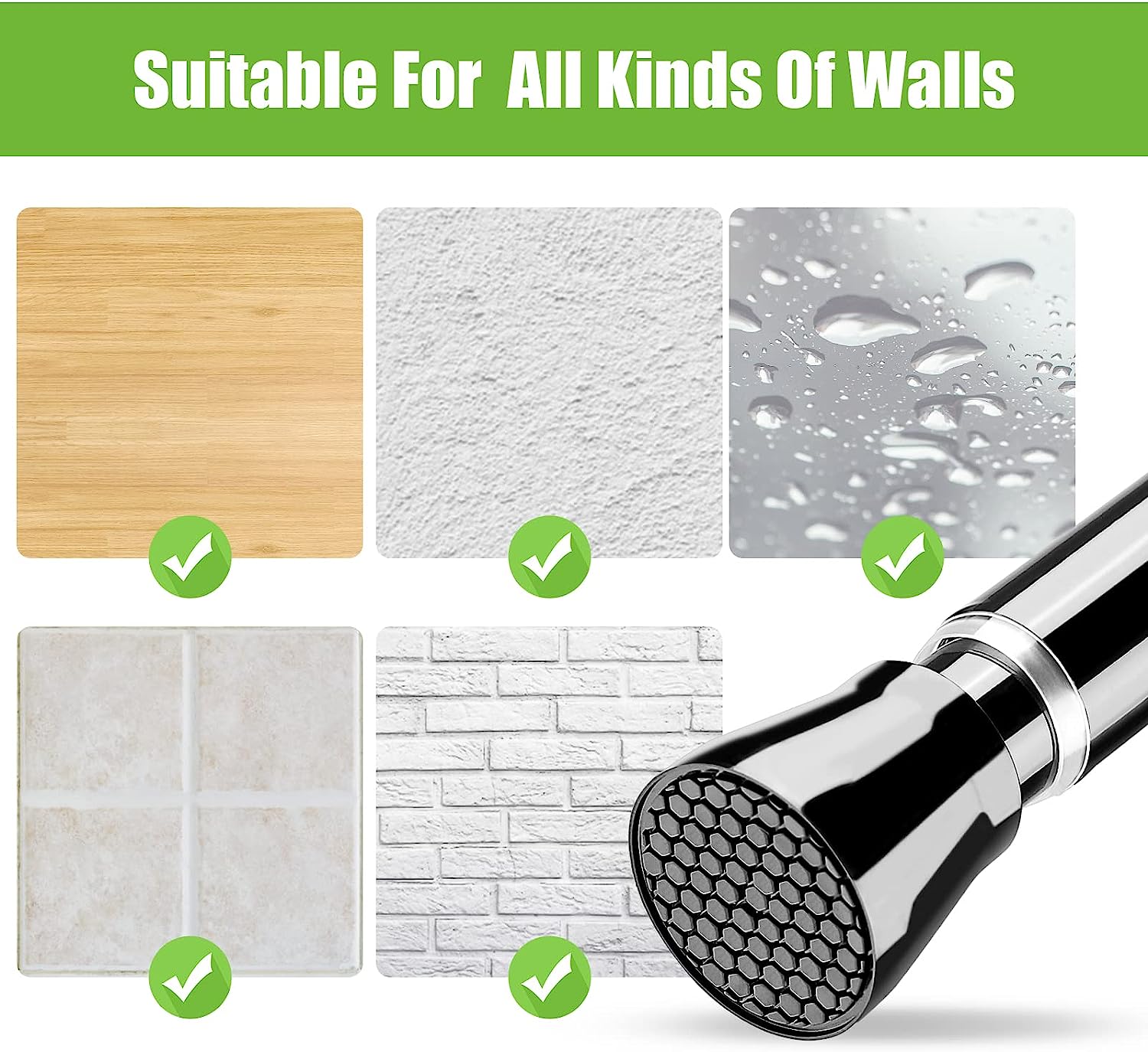 28 To 48 / 33 To 59inch  Black White Adjustable Curtain Rod Spring Curtain Rods No Drilling Expandable Pressure Closet Kitchen