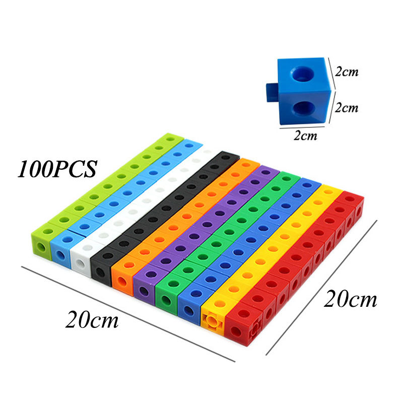 子供向けの教育用ビルディングブロック,100個,2x2x2cm,四角い立方体形状,DIY組み立てブロック,レンガモデルのおもちゃ,ピース/セット
