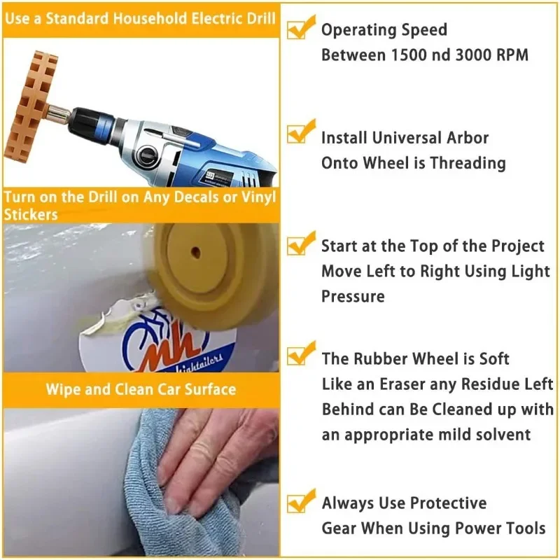 Rueda de goma para quitar adhesivo de rueda de borrador de coche, adaptador de taladro eléctrico suave, herramienta de eliminación de calcomanías de vinilo de goma para reparación de pintura