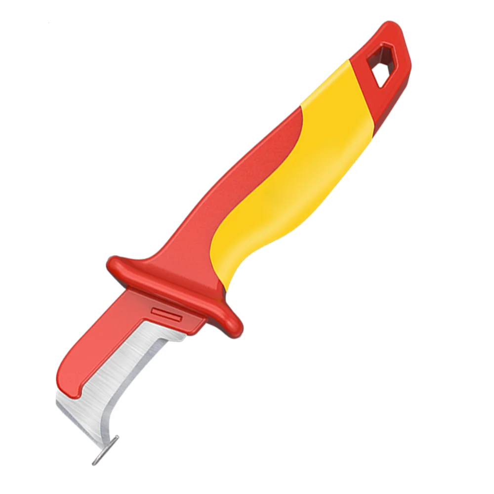 Cuchillo de electricista de 100.000 voltios, cuchillo aislado, cuchillo con gancho para pelar cables, cuchillo pelador de hoja recta para pelar la cabina