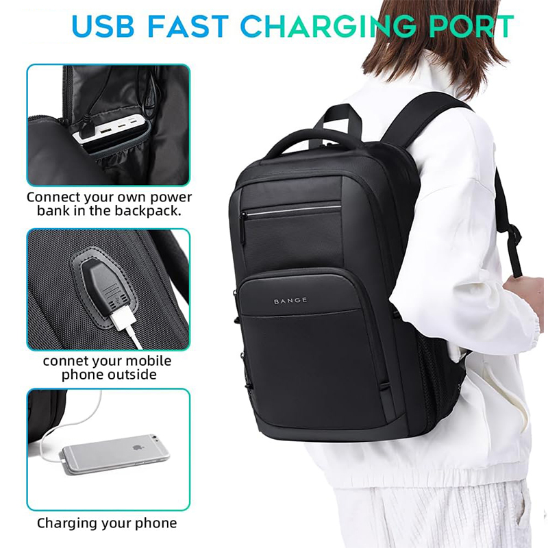 Zaino da viaggio per laptop adatto per laptop da 15,6 pollici per uomo e donna impermeabile con tasca laterale in rete porta di ricarica USB