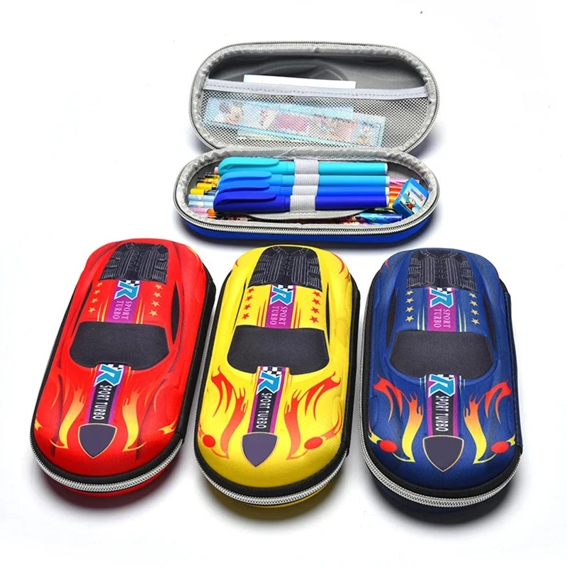 Ce Pen3D Astucci per auto da corsa Astuccio per matite per cartoni animati per bambini Scatola per cancelleria Astuccio per penne in plastica EVA PU Borsa Boyut