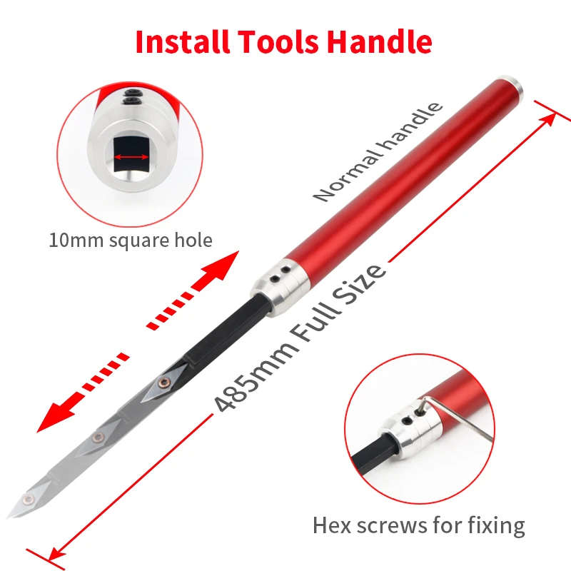 Wood turning Tools Carbide Insert Cutter WoodTurning Chisel Blade and Aluminum Handle and Extension Handle for WoodWorking Lathe