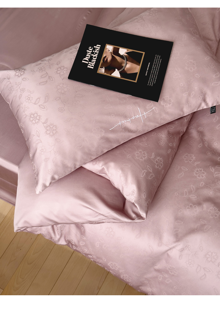 100 Thread Count Satin panjang pokok katun Jacquard Set tempat tidur empat buah bordir katun murni selimut penutup lembaran