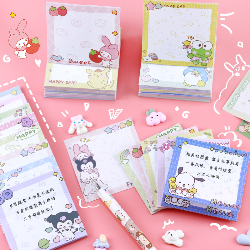 80 Vellen Sanrio Memo Pad Sticky Notes Leuke Melodie Pochacco Kuromi Briefpapier Label Notepad Planner Sticker Post Schoolbenodigdheden