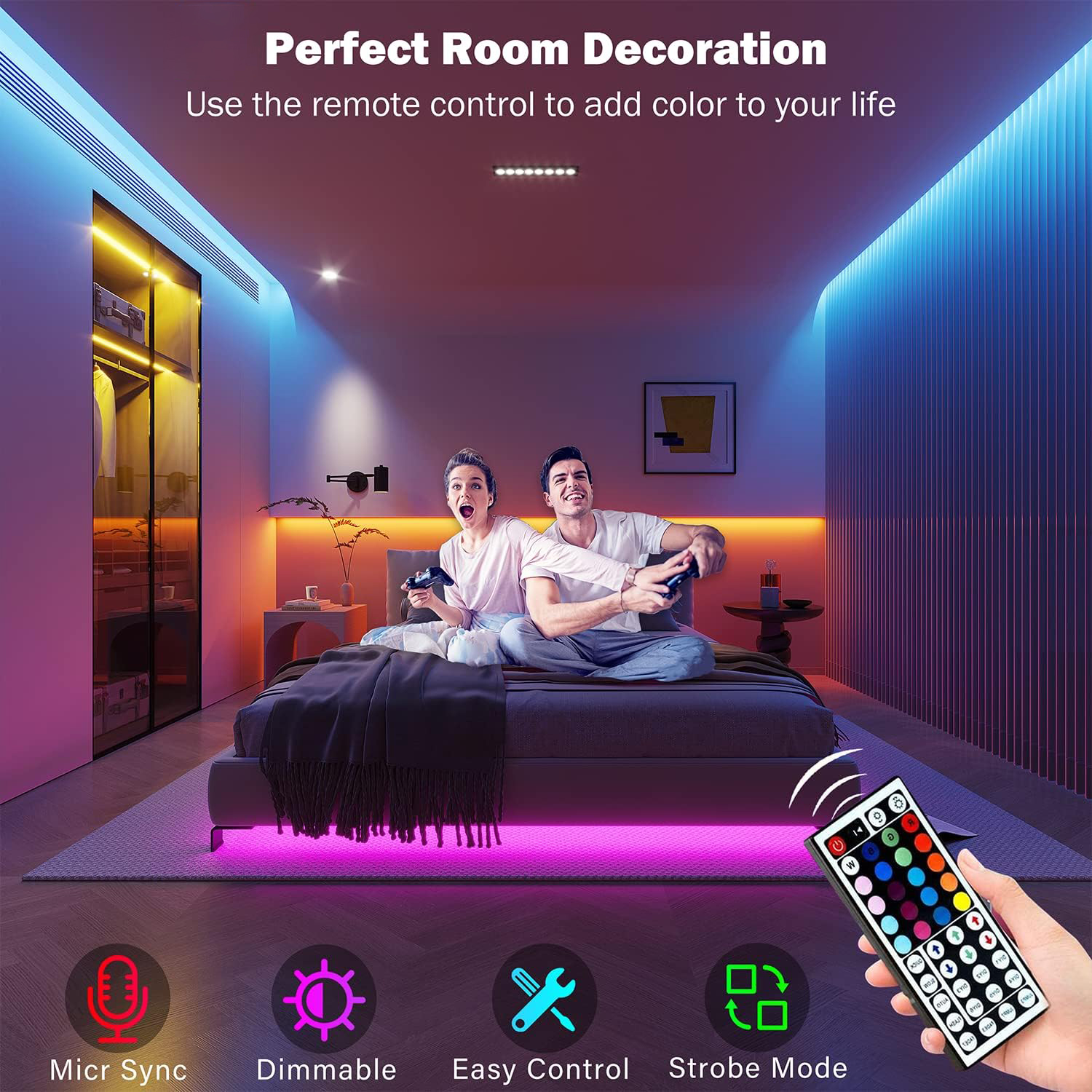Luzes de tira led rgb com luzes de fita de controle remoto sala de parede led para casa quarto festa decoração tv backlight