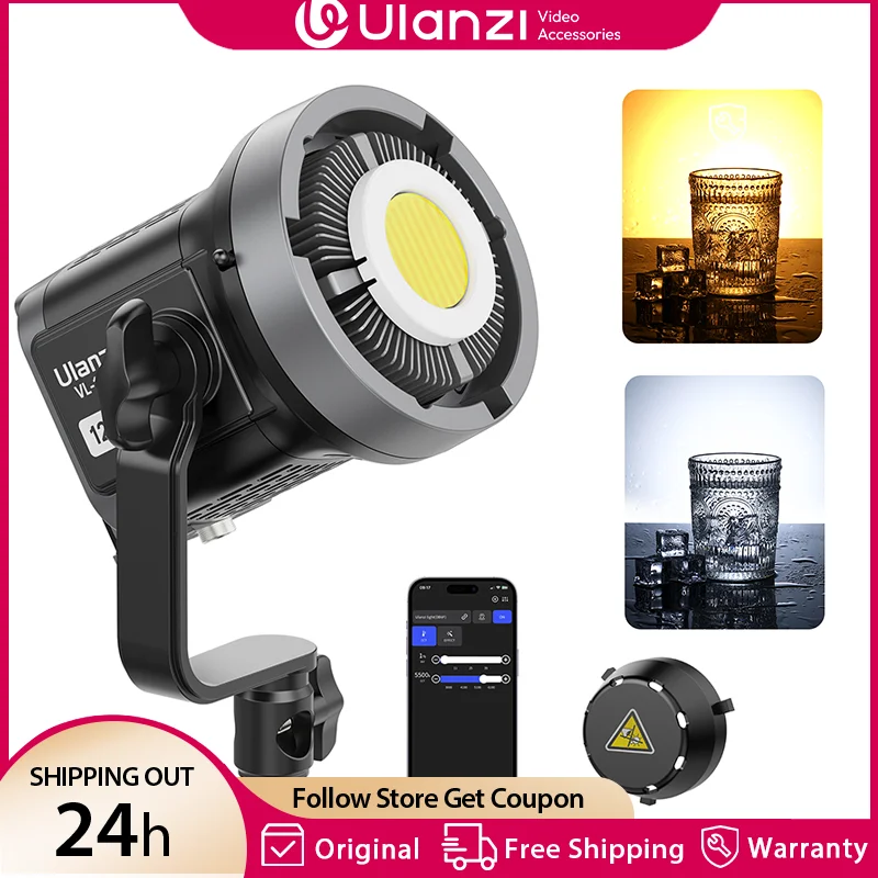 Ulanzi VL-120Bi VL-120C 120 Вт V-Mount COB Видеосвет Беспроводное управление через приложение 2700K-6500K CRI>95 для видеостудии