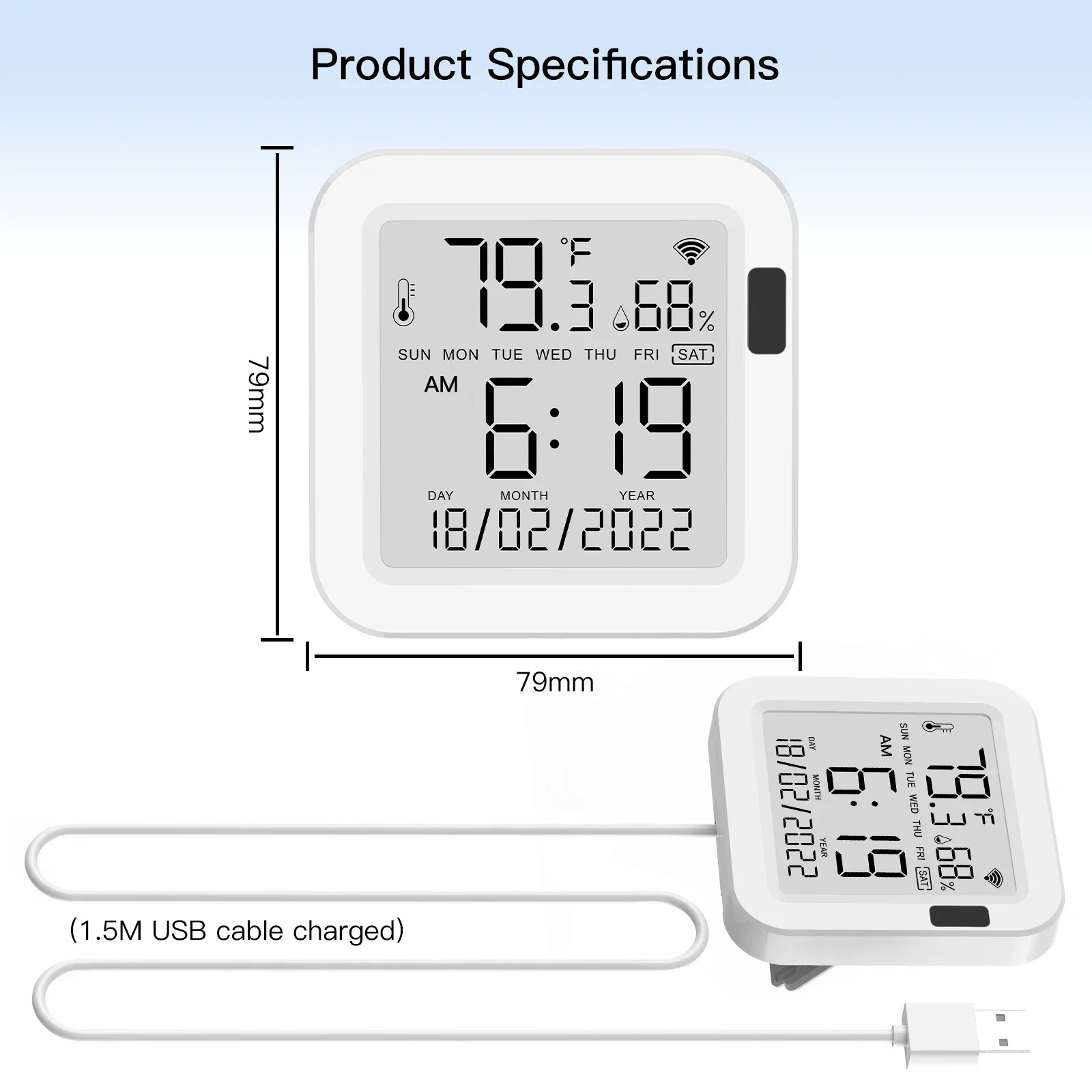 MOES-Sensor de temperatura y humedad WiFi, pantalla LCD, detección infrarroja, retroiluminación, aplicación remota inteligente Tuya, Control por voz de Alexa y Google