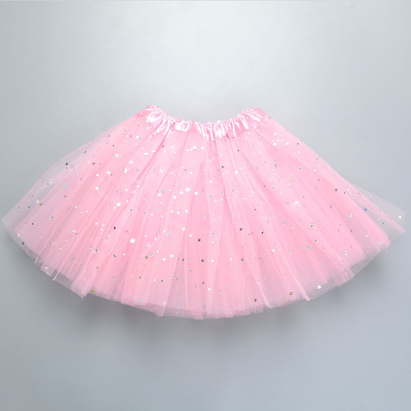 キッズベビースターグリッターダンスチュチュスカート用女の子スパンコール3層チュール幼児ペチスカート子供シフォン2-8T