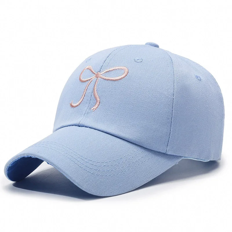 Gorra de béisbol bordada con lazo para las cuatro estaciones, gorra de pico de pato pequeña, fresca y dulce para mujer, gorra con protección solar para deportes al aire libre
