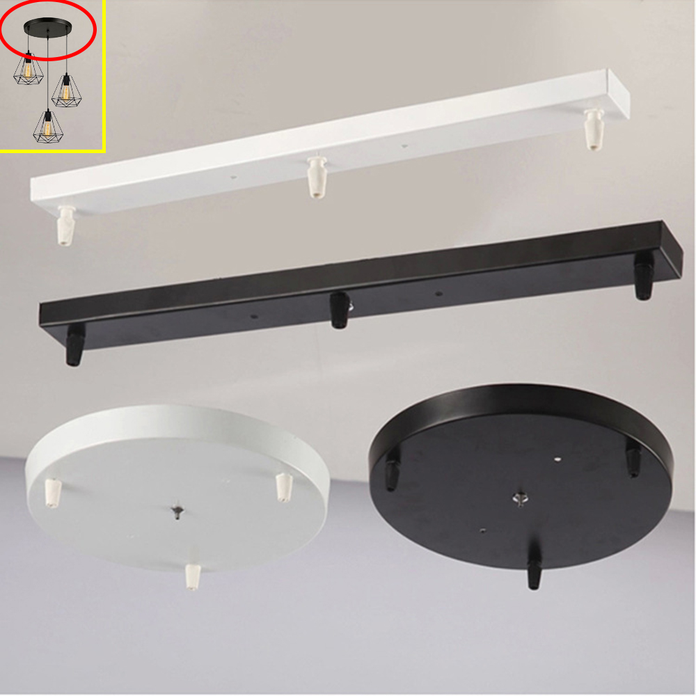 Tự Làm Gắn Trần Đế Tán Đĩa 3 Đầu Đèn Chùm Mặt Dây Chuyền Đèn Treo Đèn Ốp Trần Phụ Kiện Đen Trắng