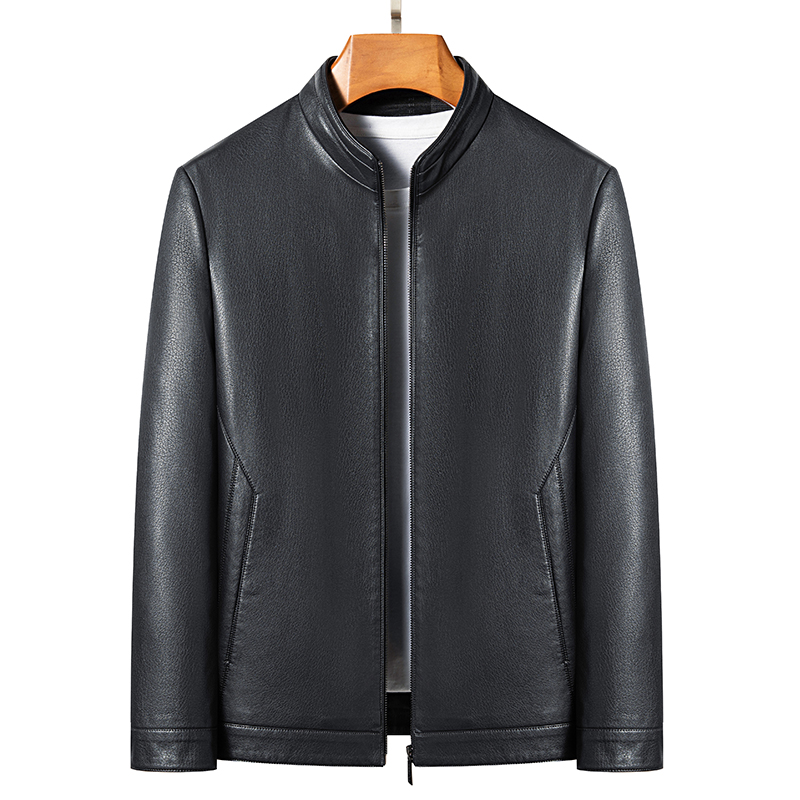 YN-2336 Frühling und Herbst Neue Herren Natürliche Schafe Leder Jacke Mock Kragen Jugend Premium Casual Mantel Motorrad