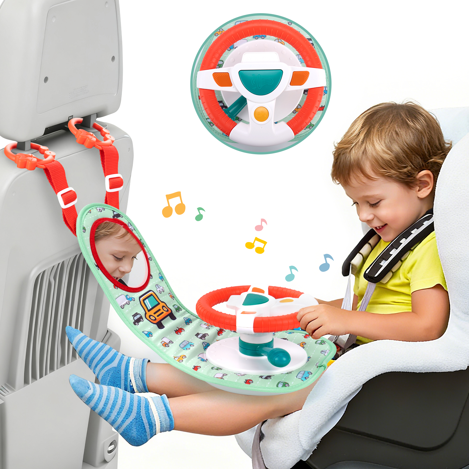 Baby Auto Elektrische Lenkrad Spielzeug mit Musik Baby Sitz Copilot Spielzeug Simulieren Fahren Auto Hängen Spielzeug für Kleinkind 0-12M Geschenke