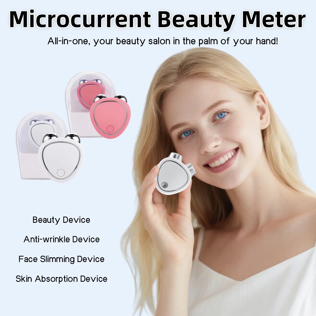 Rolo portátil instrumento de beleza ems micro corrente levantamento 3d rolo massagem apertar a pele melhorar edema e iluminar a pele