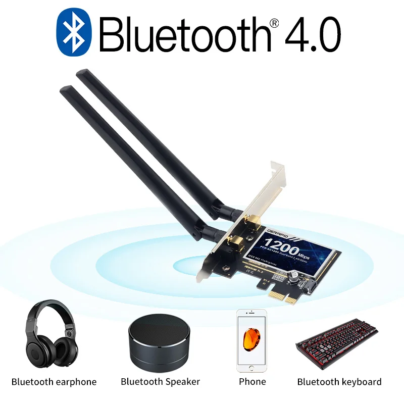 Беспроводной адаптер PCI-e 1200 Мбит/с, 2,4 ГГц/5 ГГц, Bluetooth 4,0 WiFi Wlan Card 802.11ac, настольный Wi-Fi адаптер PCI Express для Win 7 10 11